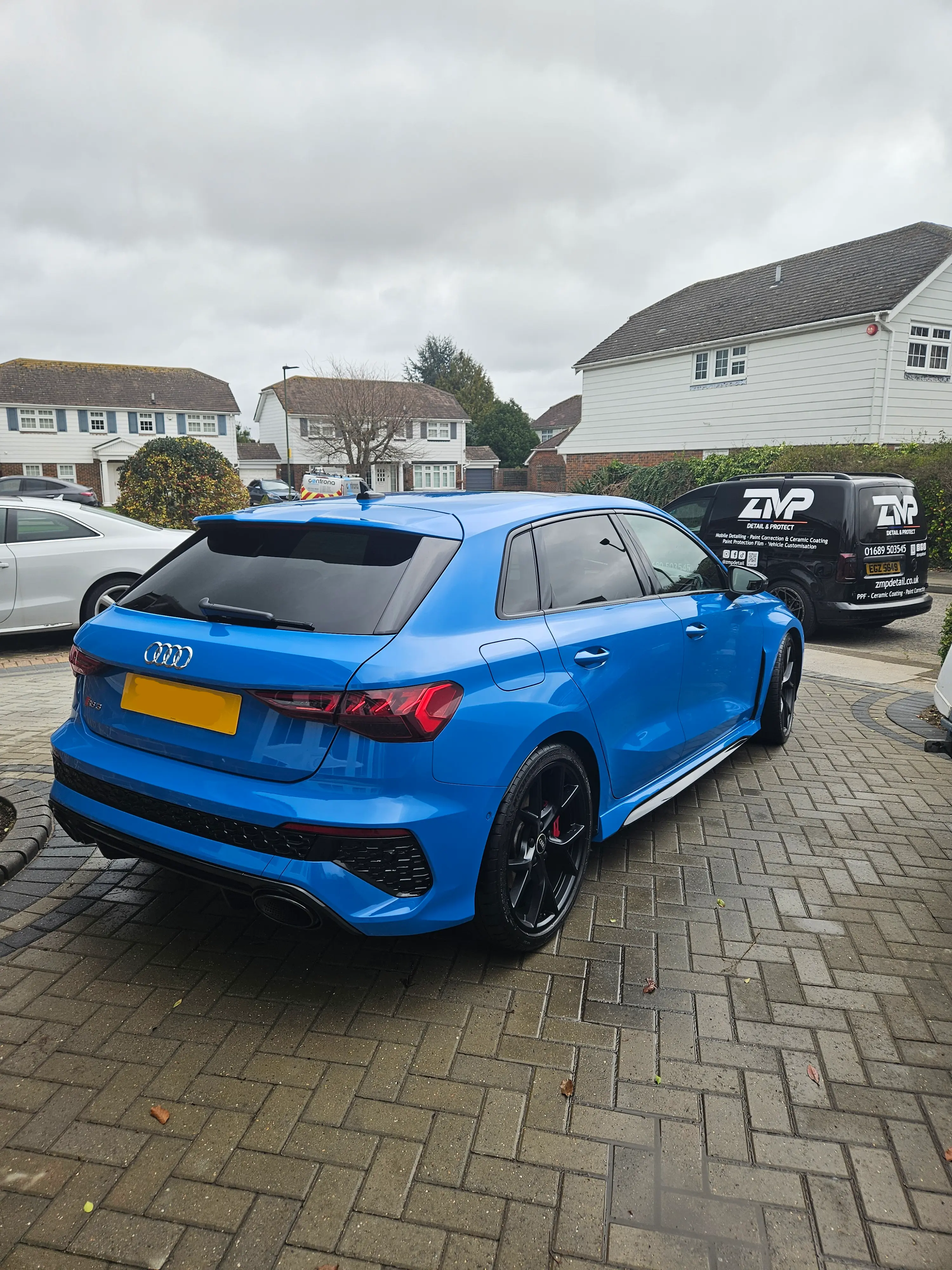 Professional car detailing and ceramic coating on a wrapped vehicle in Orpington, Kent