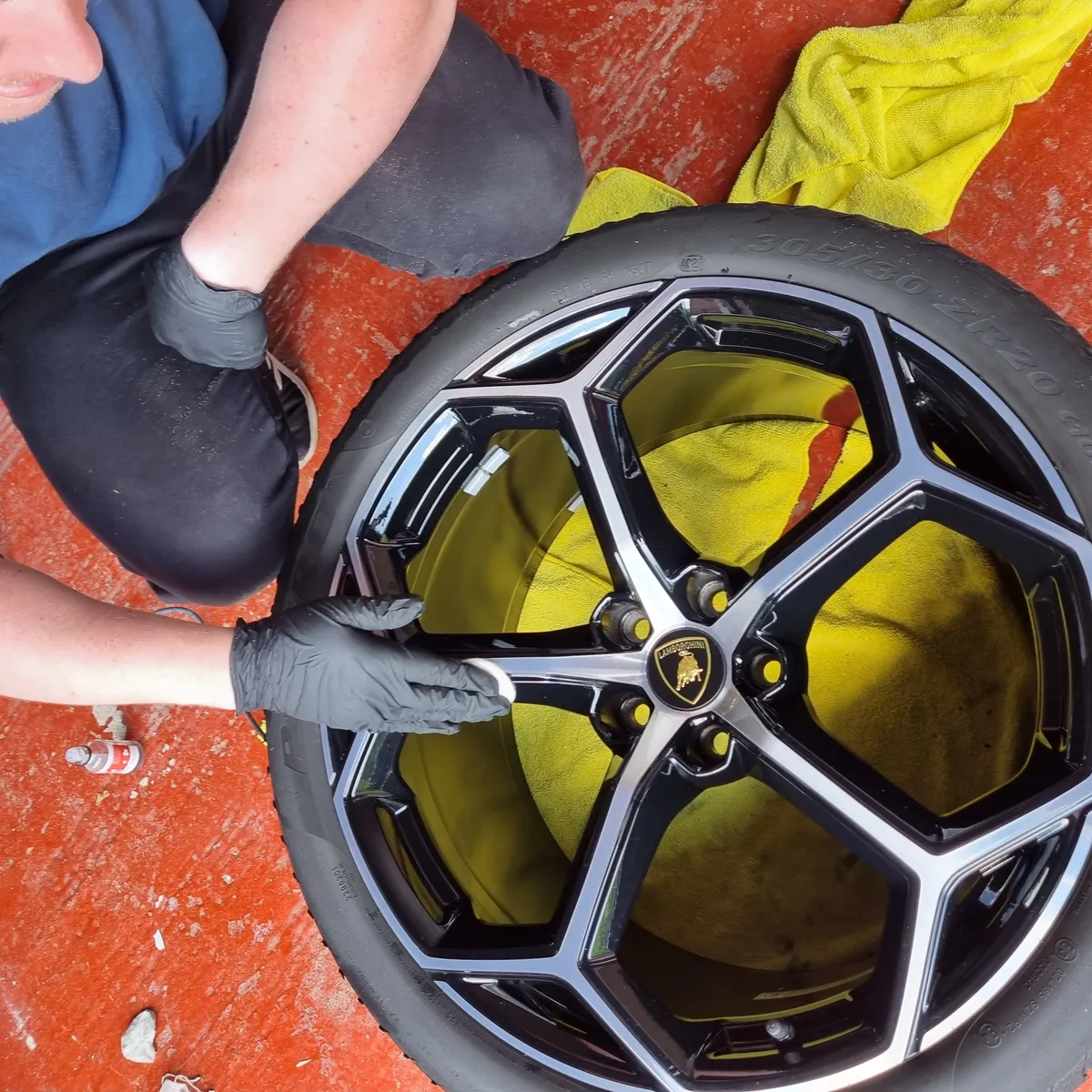 Ceramic coated alloy wheel beading water and staying glossy